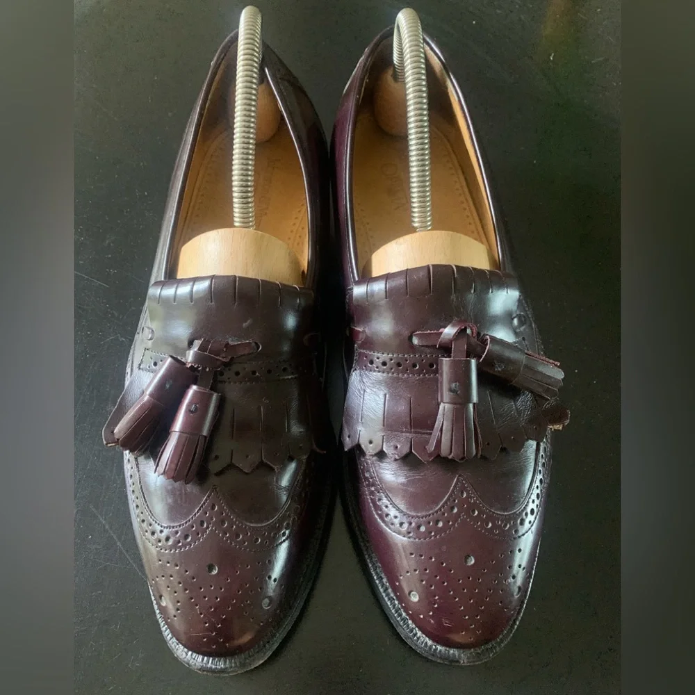 Johnston & Murphy Loafers Men's Size 9B Optima Burgundy Leather Wingtip Tassel